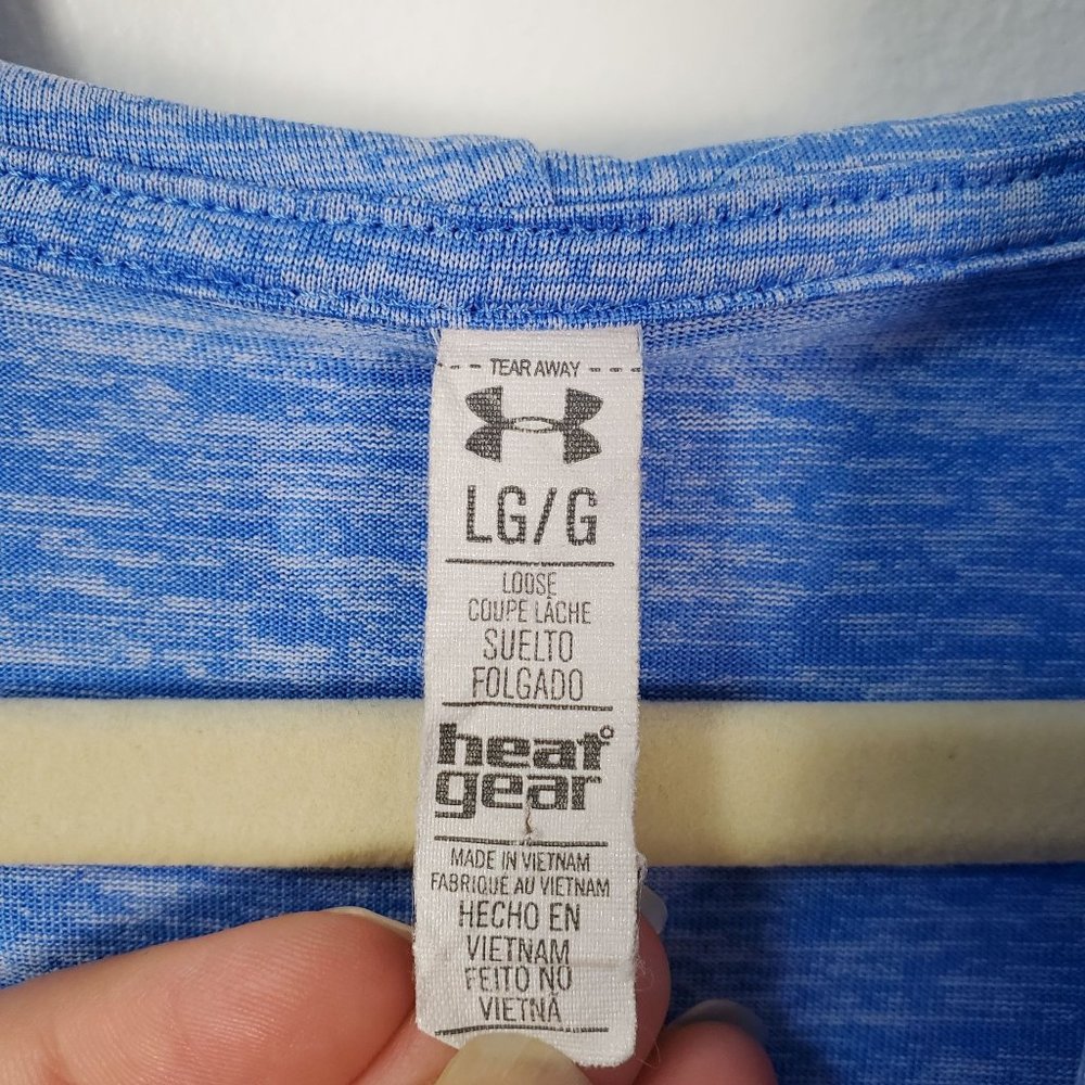 Under Armour Shirt Womens Large Blue Hoodie Loose Fit Heat Gear Hooded Athletic - Picture 4 of 9